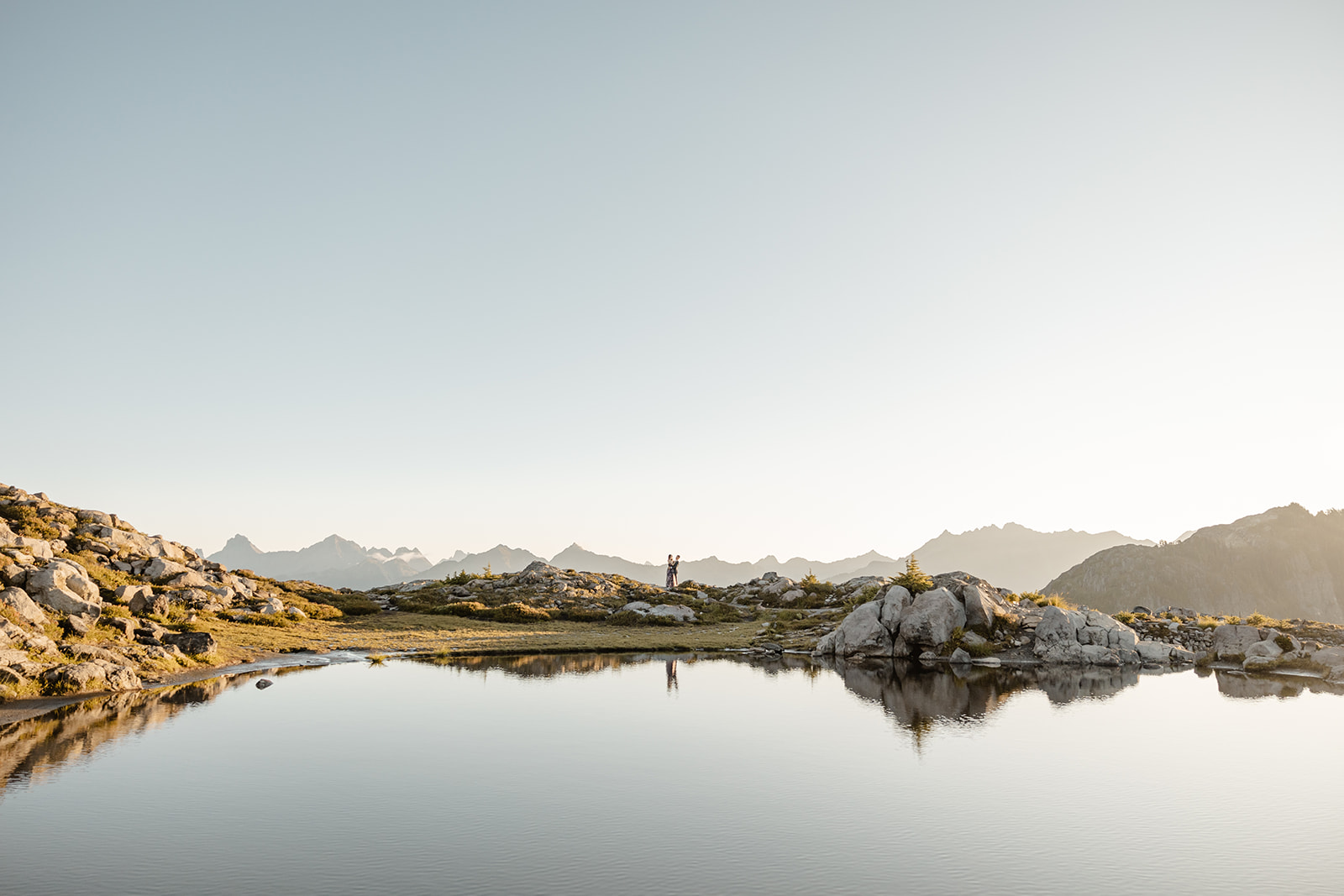 couple poses for engagement session at artist point mount baker