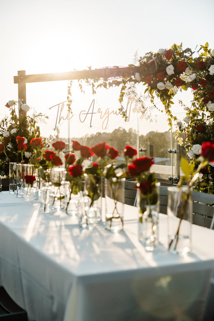 red roses all across table
