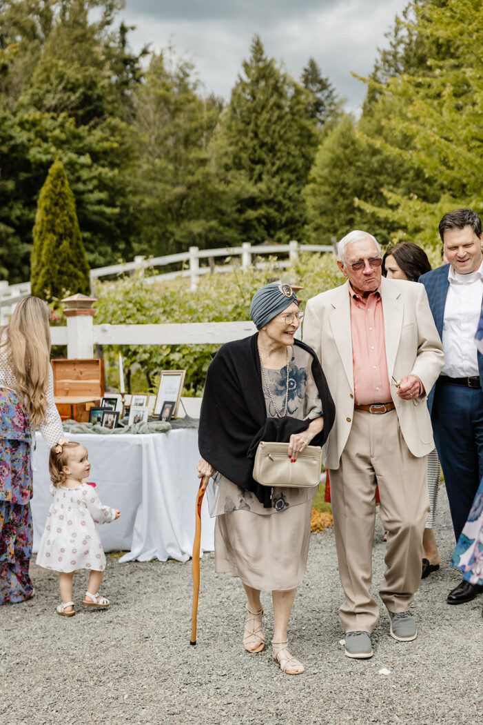older people walking together at wedding