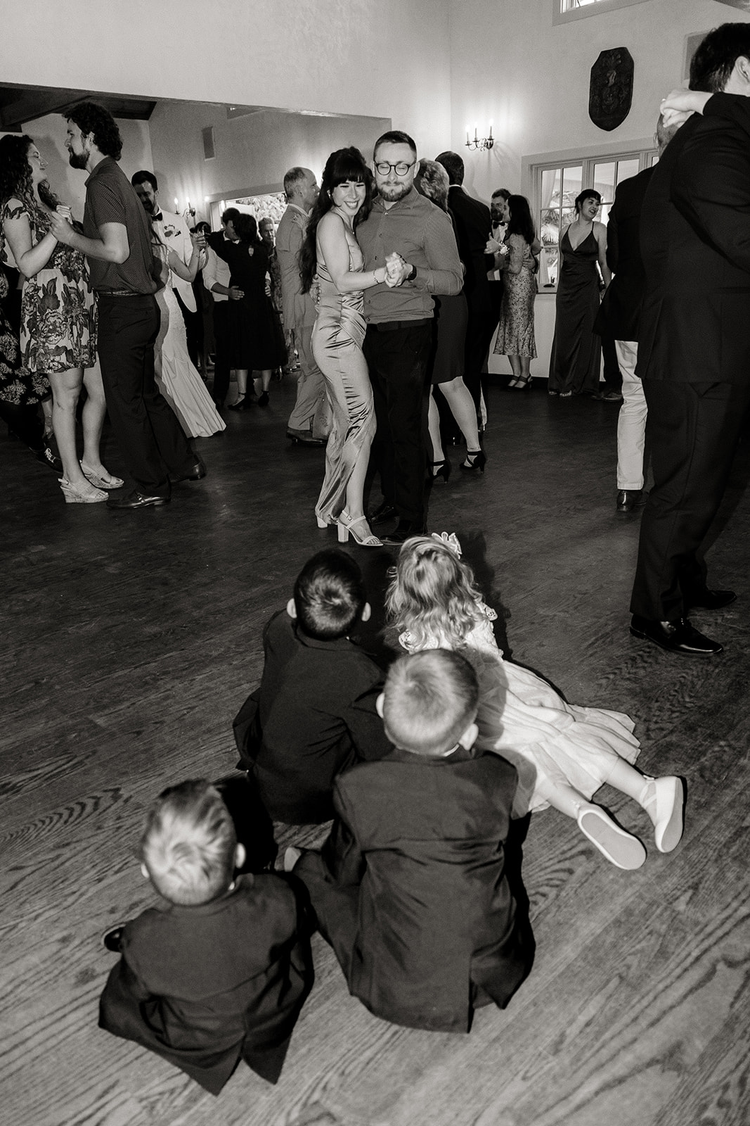 wedding guests dance at Chateau LIll