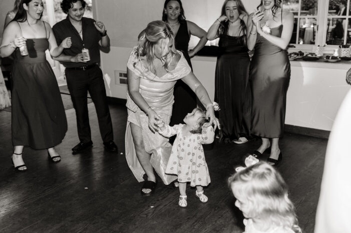 wedding guests dance at Chateau LIll