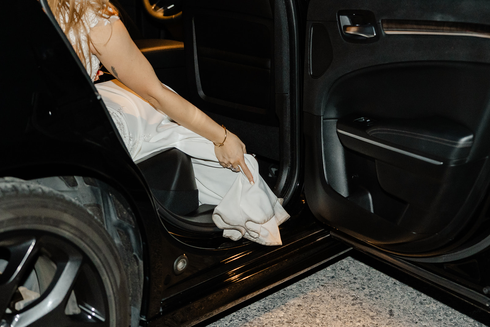 bride and groom exit chateau lill wedding