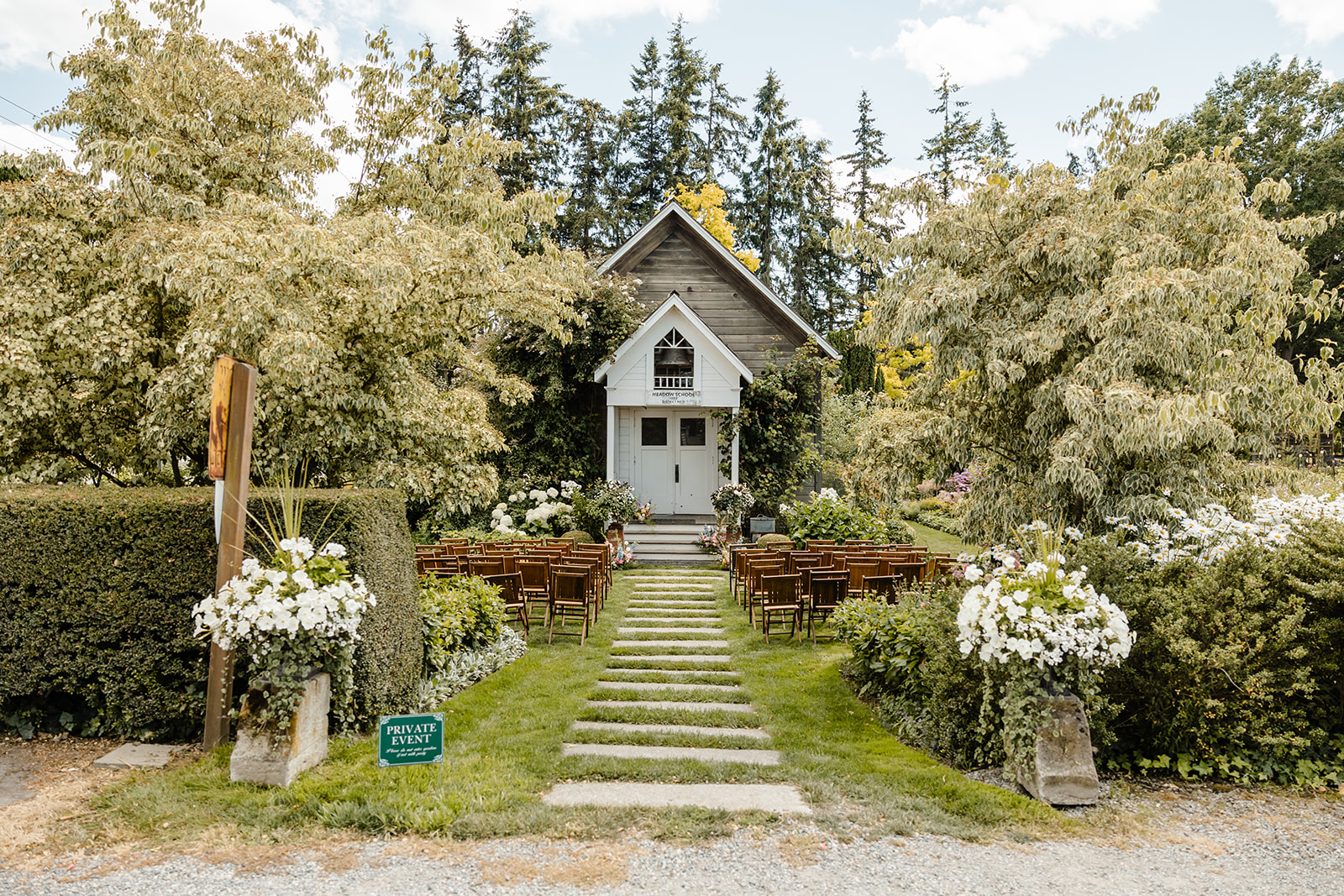 ceremony set up at Christianson's Nursery