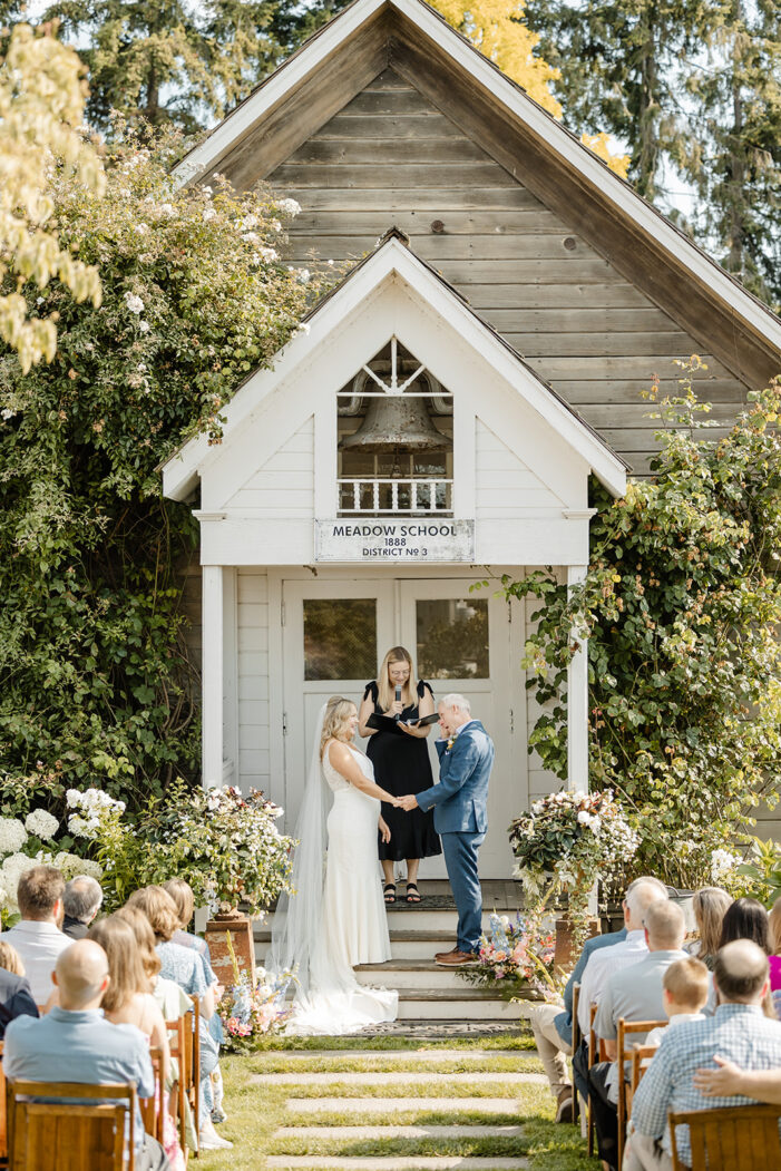 bride and groom at christianson's nursery ceremony