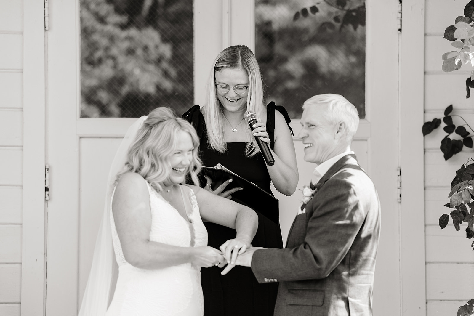 bride and groom at christianson's nursery ceremony