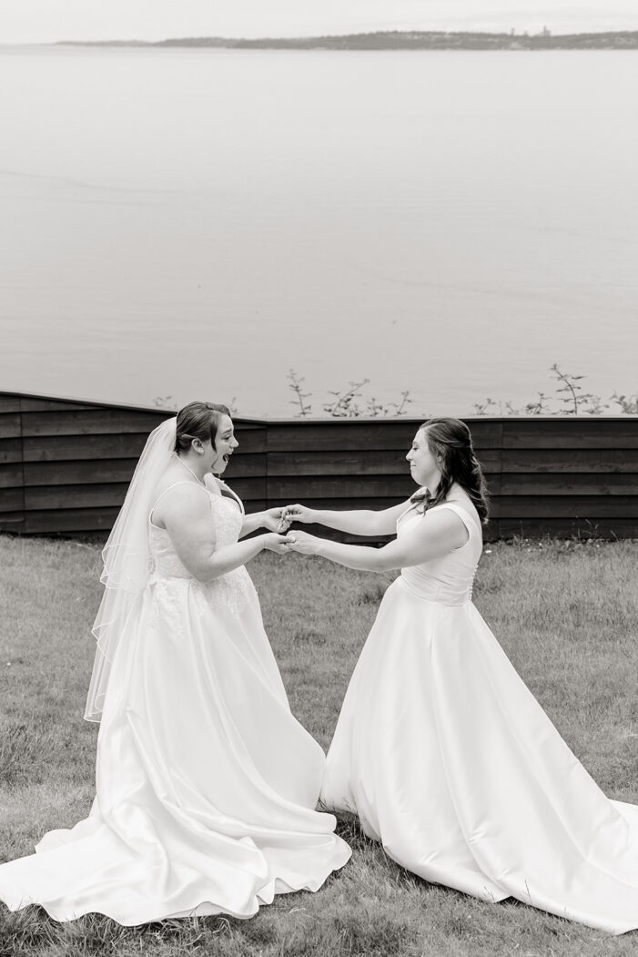 brides look at each other for the first time