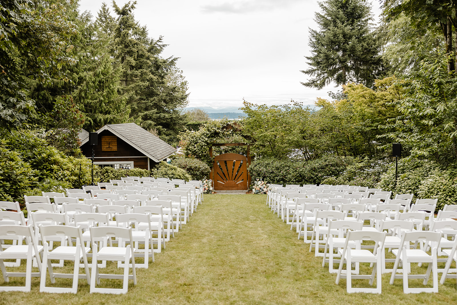 ceremony set up at vashon wedding