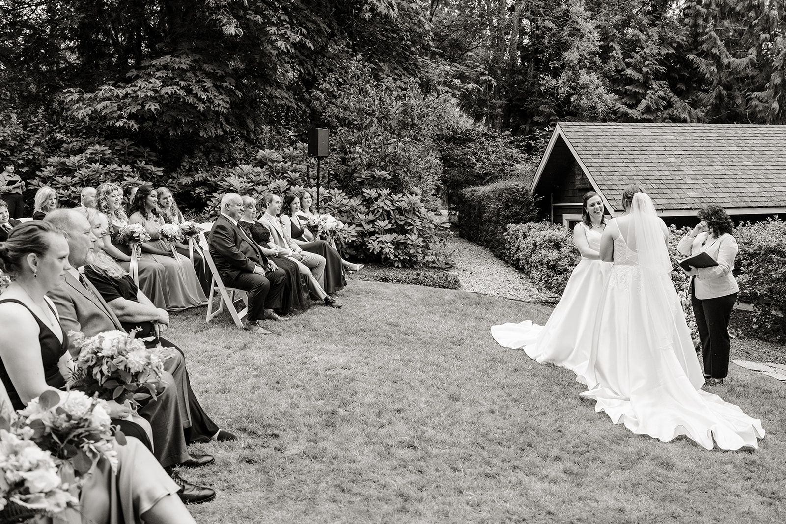 brides at ceremony at vashon wedding