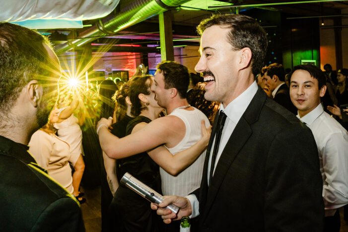 crowd dances at block 41 wedding reception