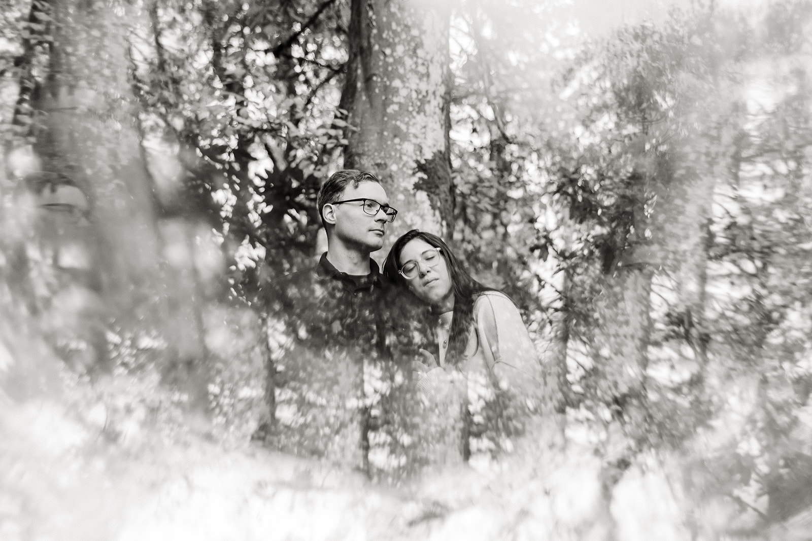 a couple with their heads together