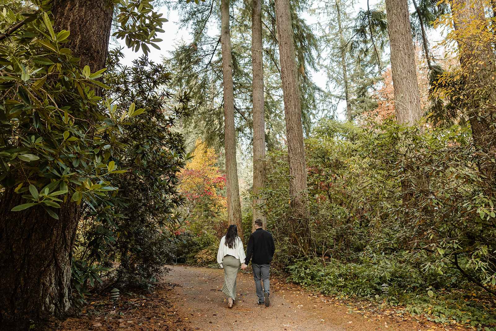 couple walks through lakewold gardens