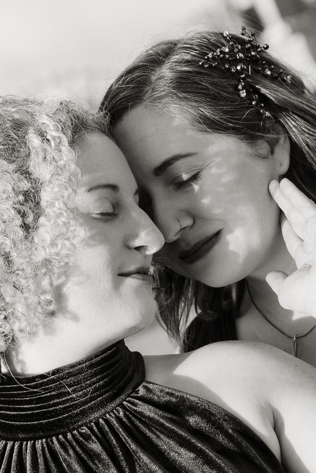 two brides on a ferry boat