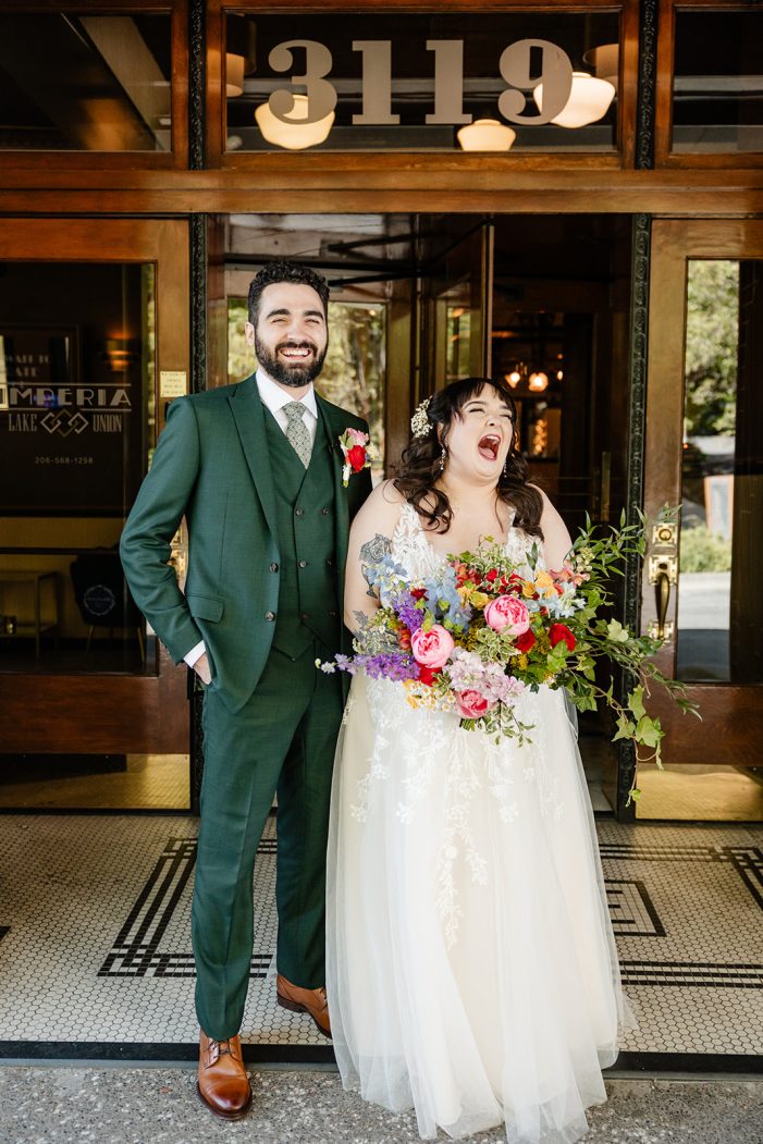 bride and groom portraits at imperia lake union