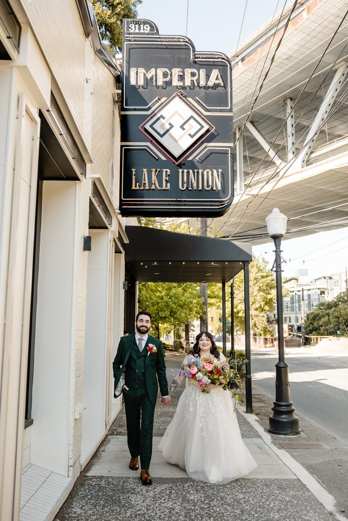 bride and groom portraits at imperia lake union