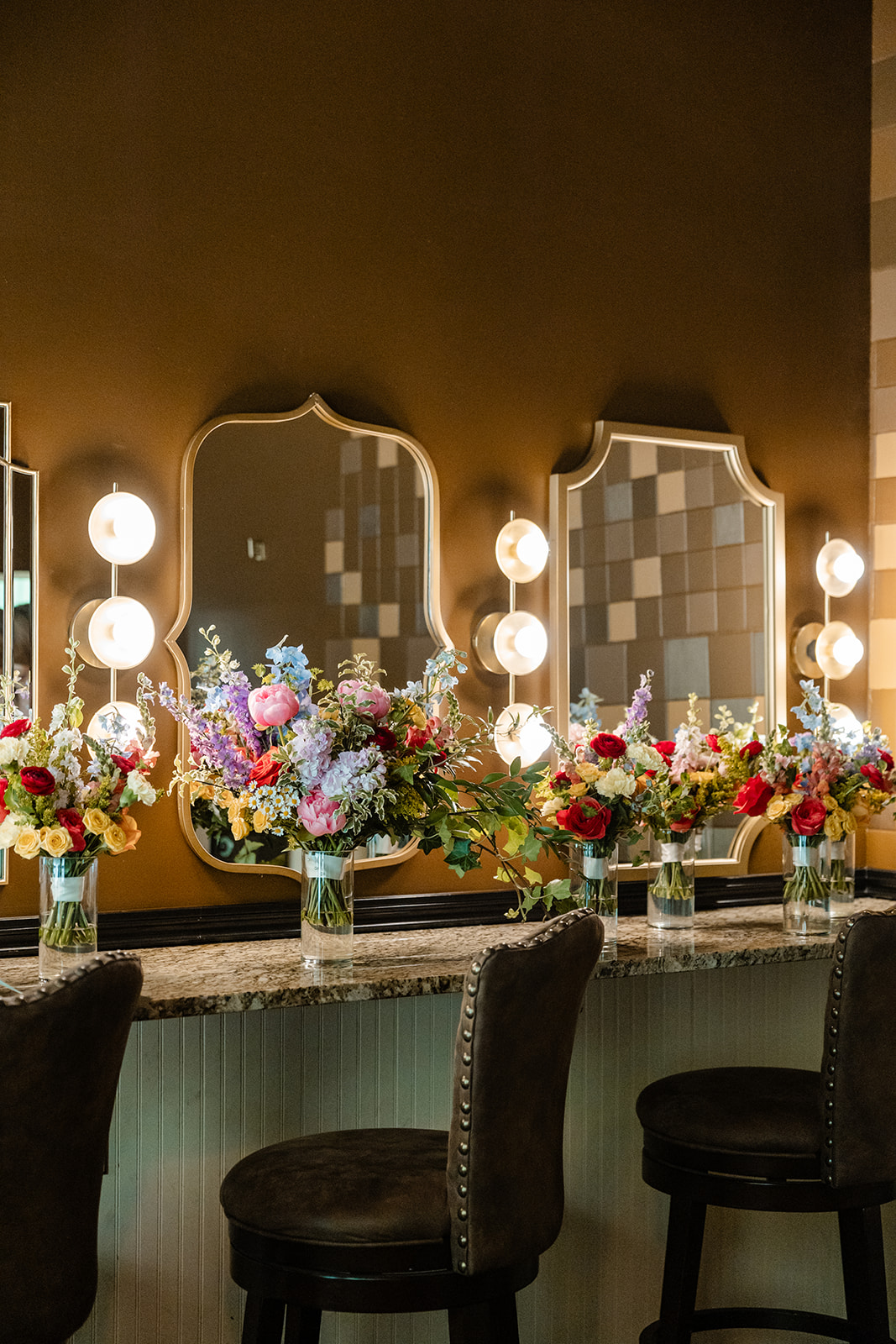 flowers next to mirrors