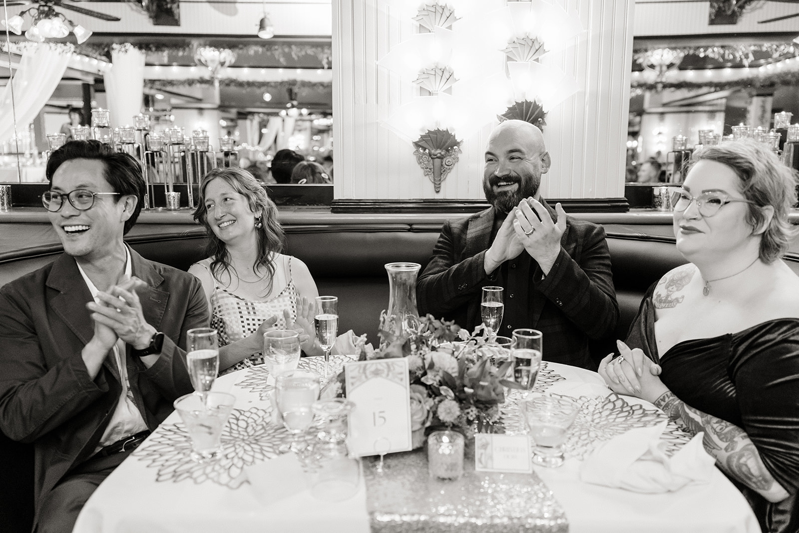 wedding guests clapping