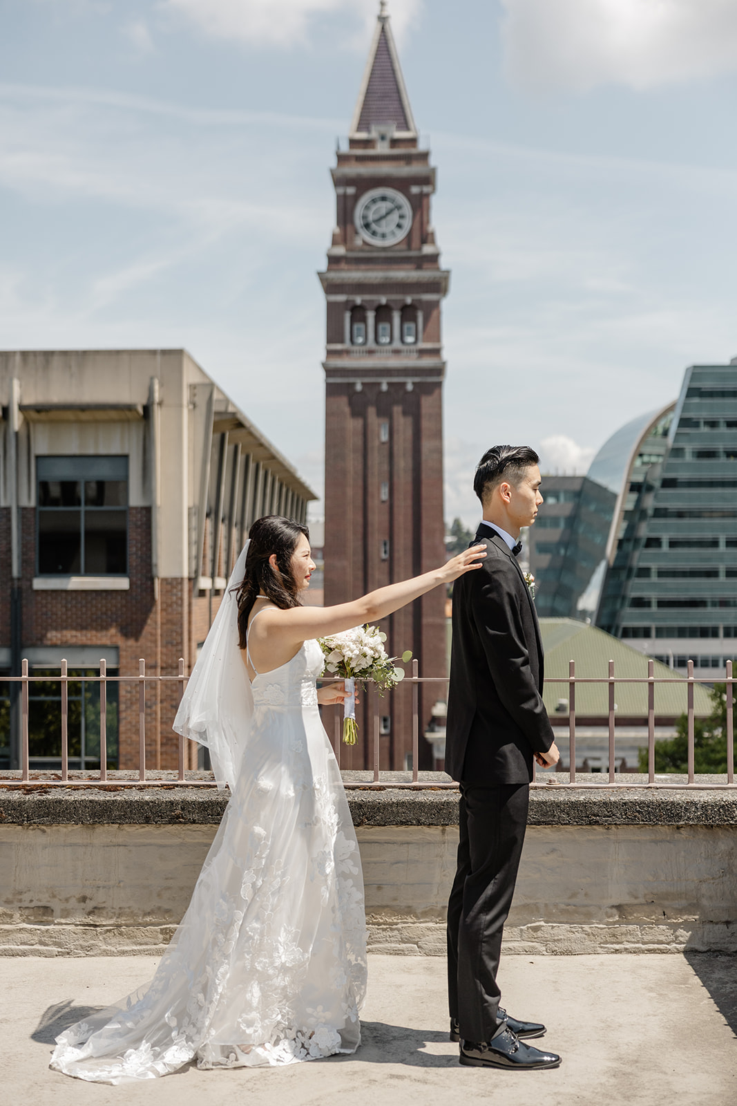 first look with seattle skyline