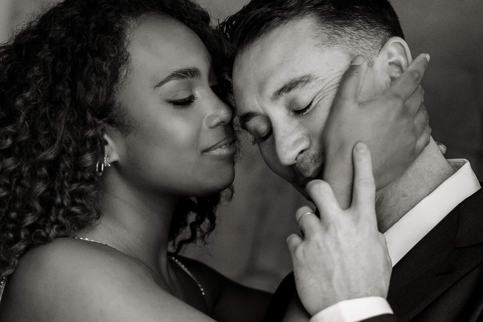 bride and groom kissing