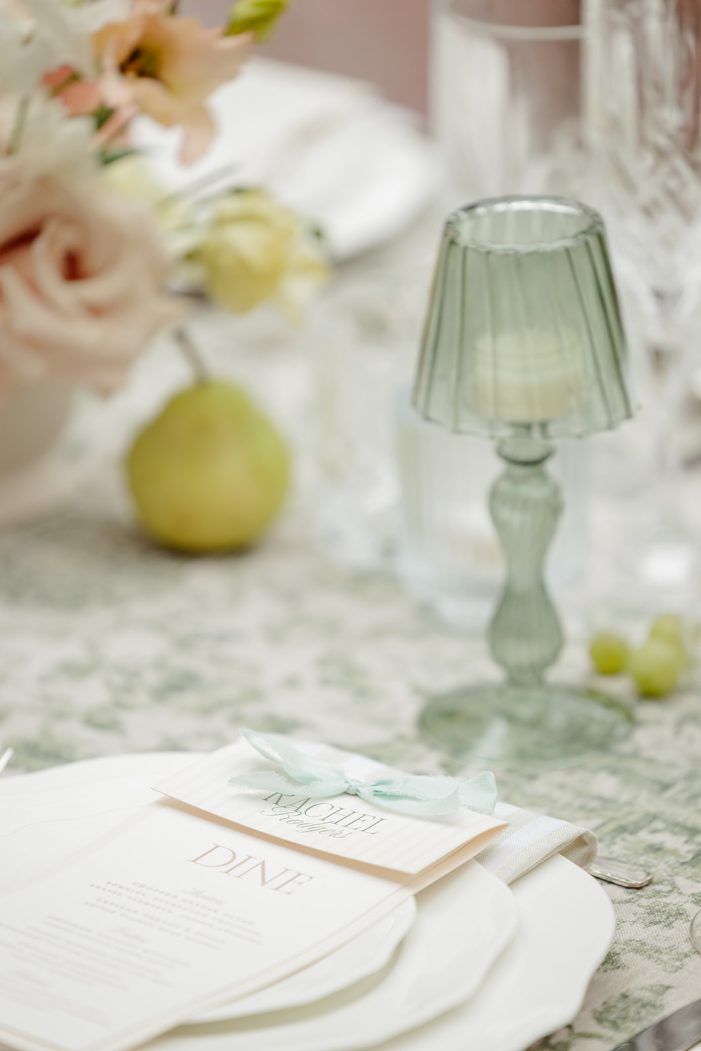 table under awning at lakewold gardens