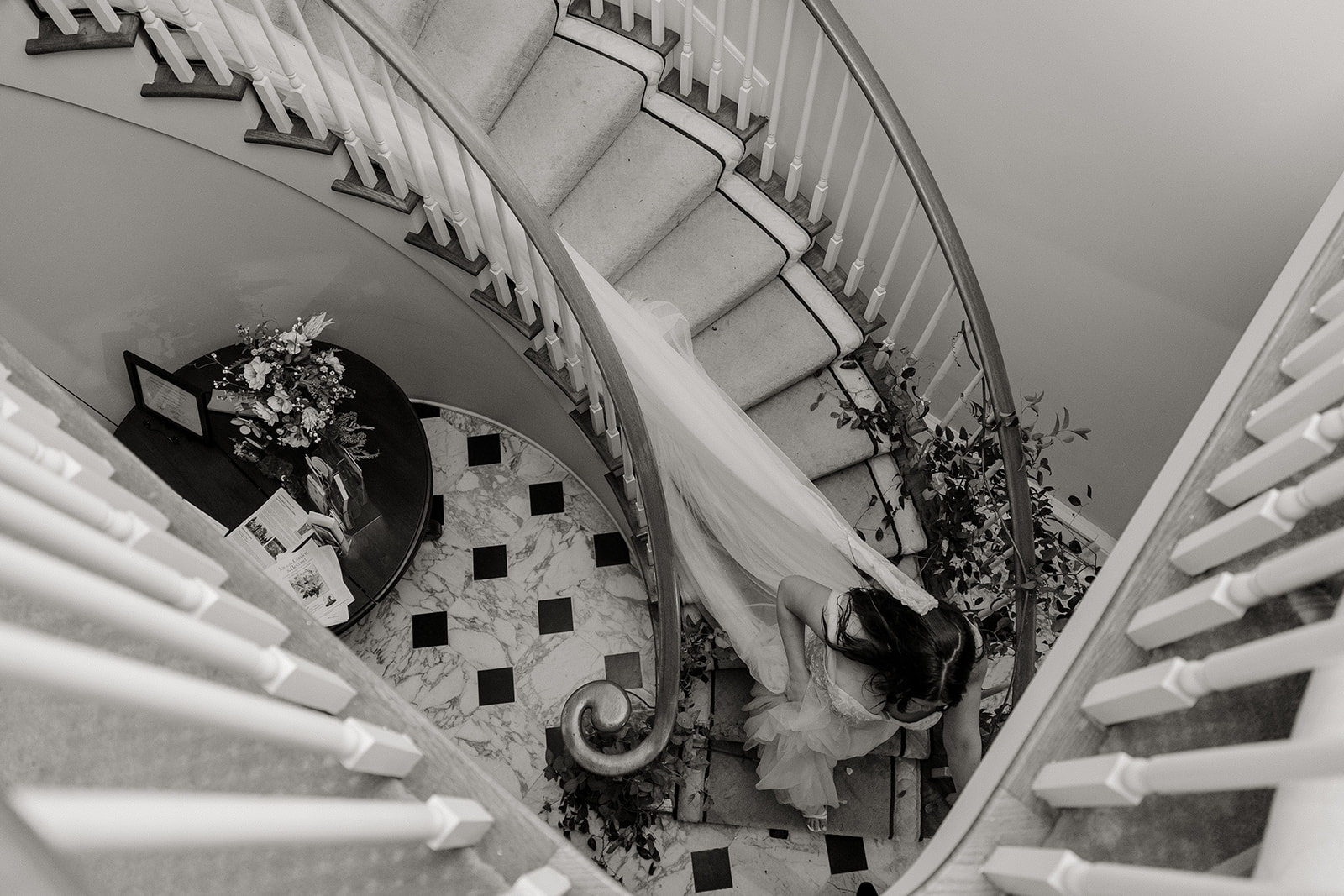 bride and groom walk through lakewold gardens