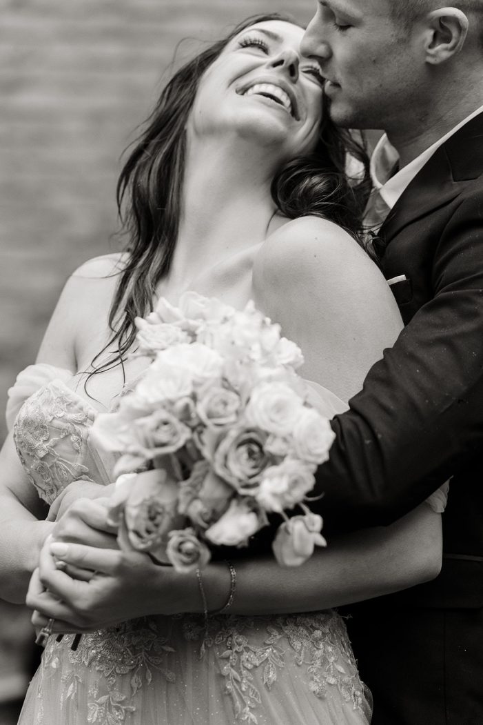 bride and groom walk through lakewold gardens