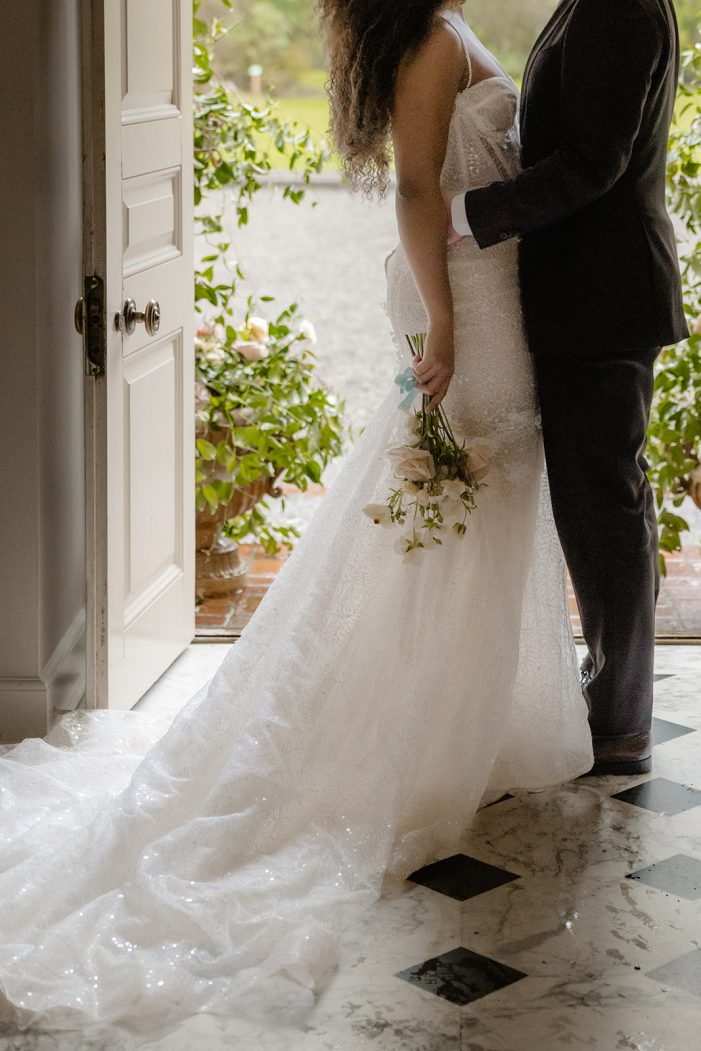 bride and groom in doorway
