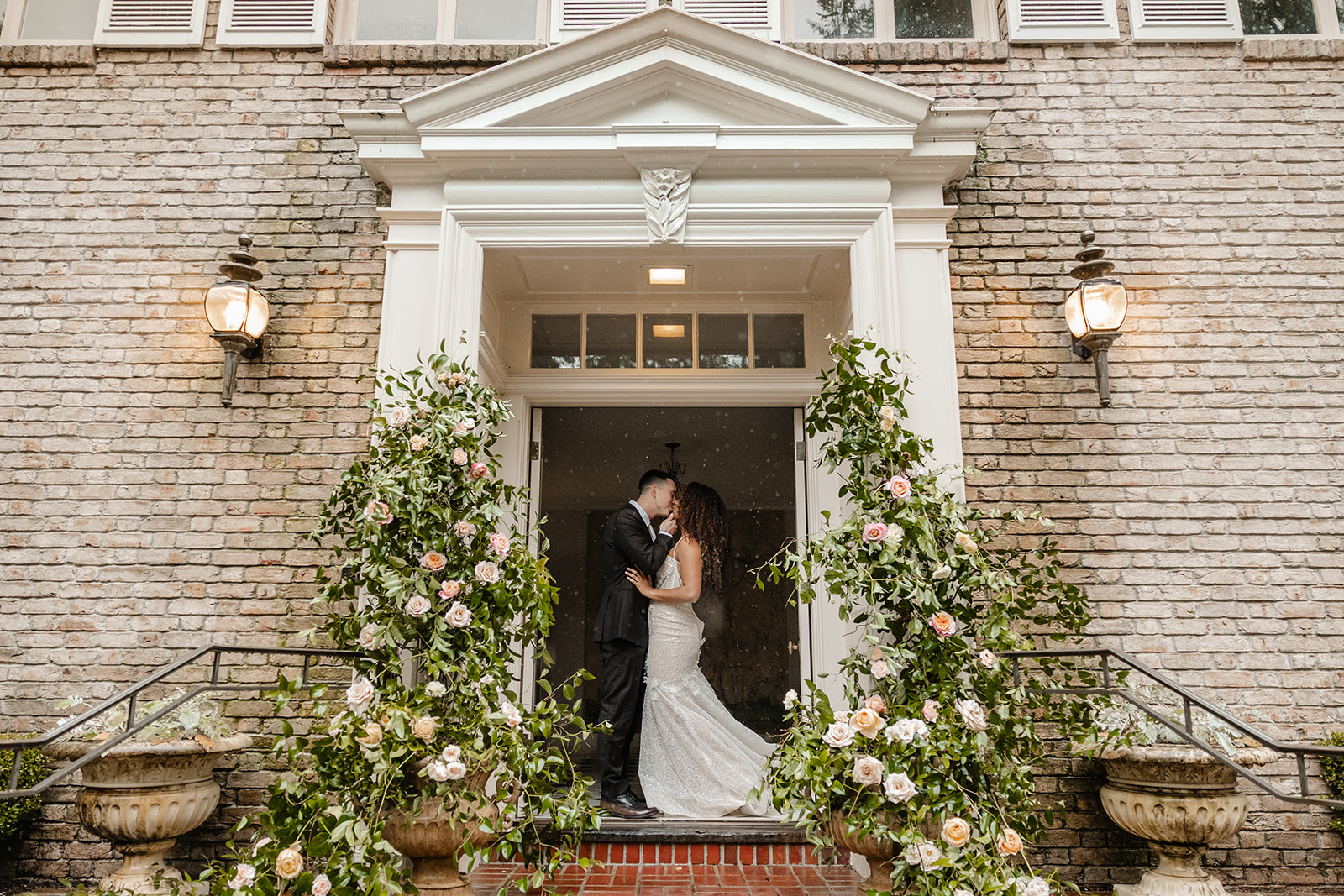 bride and groom ceremony in doorway