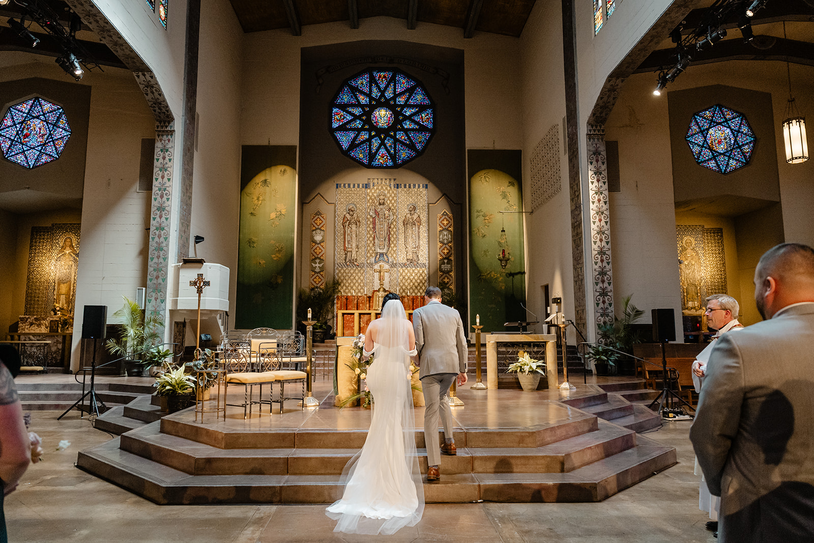 bride and groom during ceremony in church