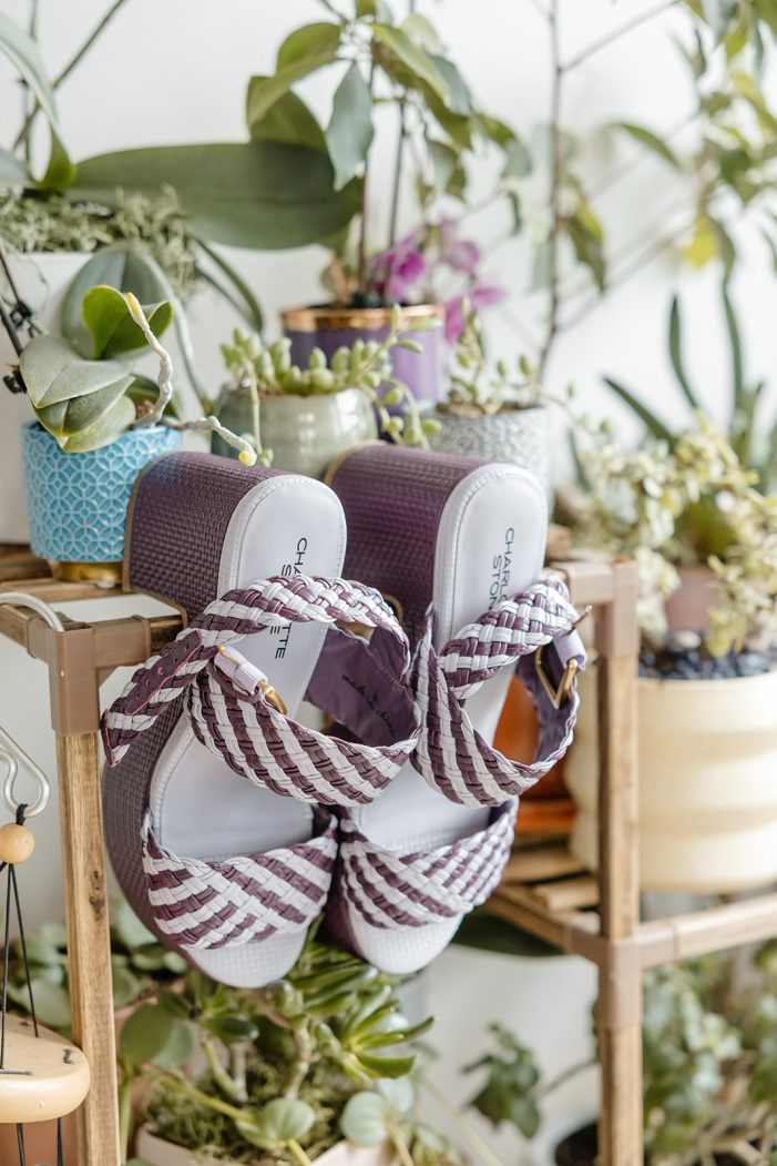 shoes next to plants