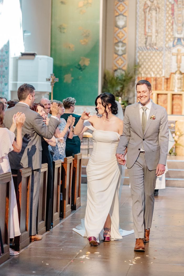 bride and groom during ceremony in church