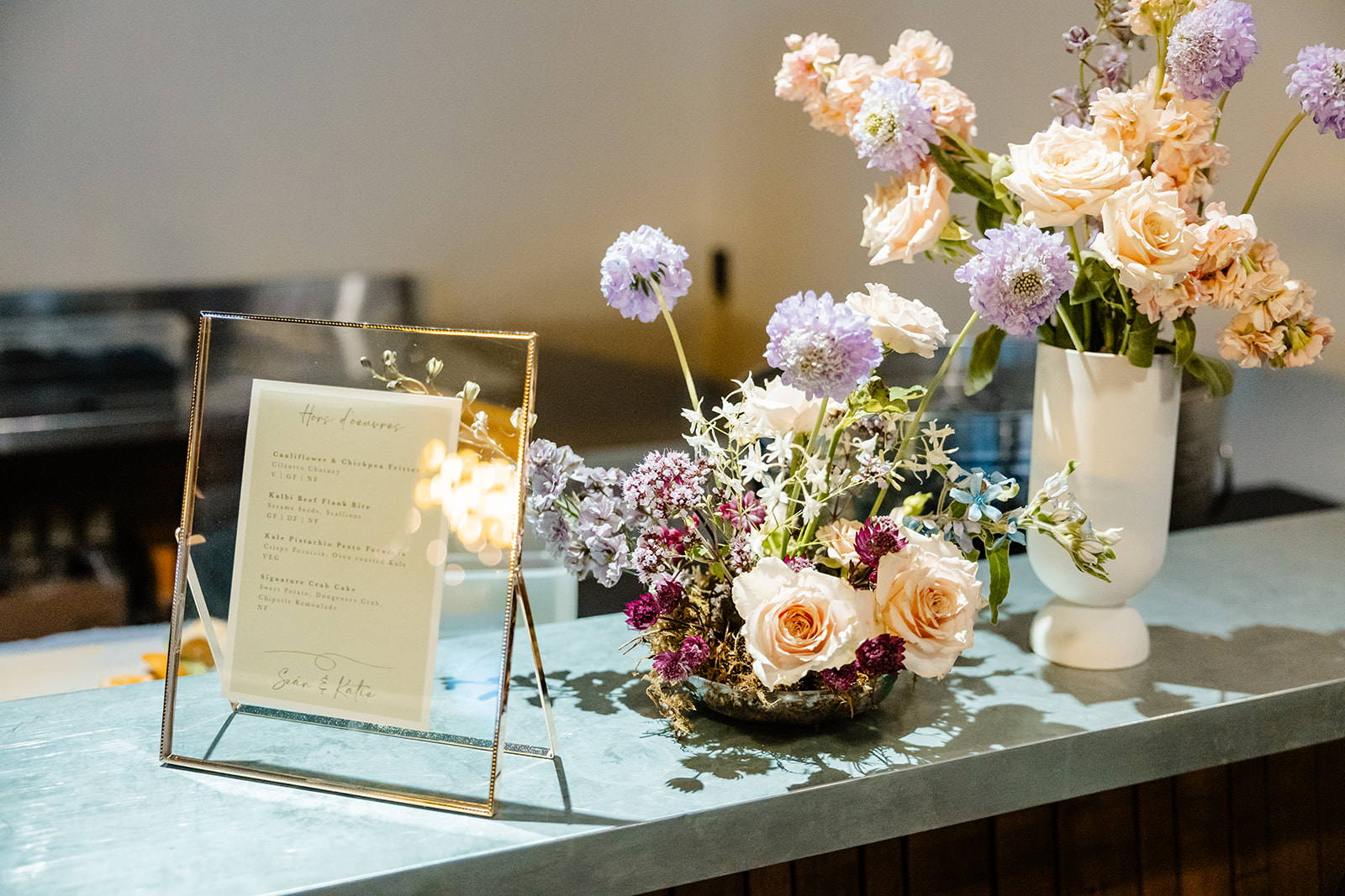 flower arrangement at wedding
