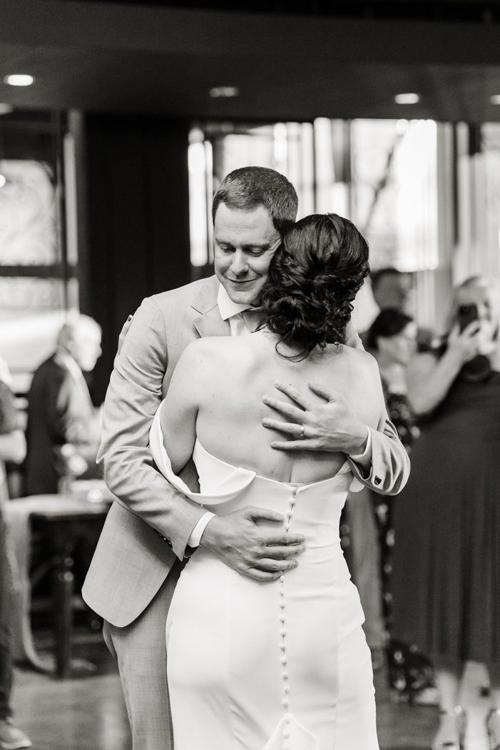 bride and groom share first dance