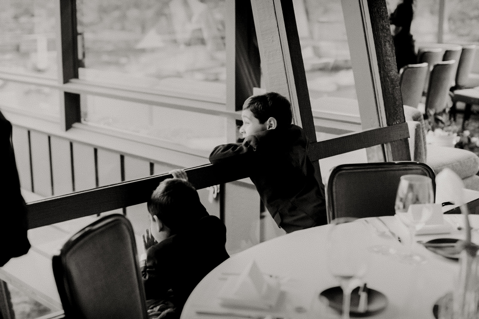 kids looking out window