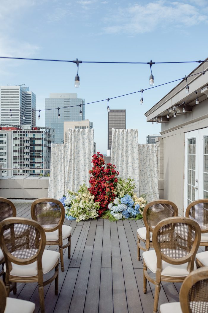 ceremony set up on rooftop