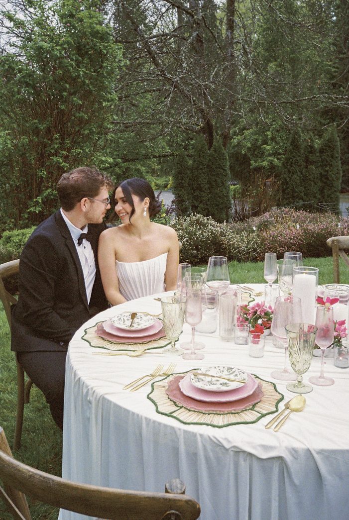 tablescape set up in a garden