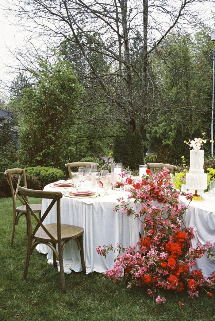 tablescape set up in a garden