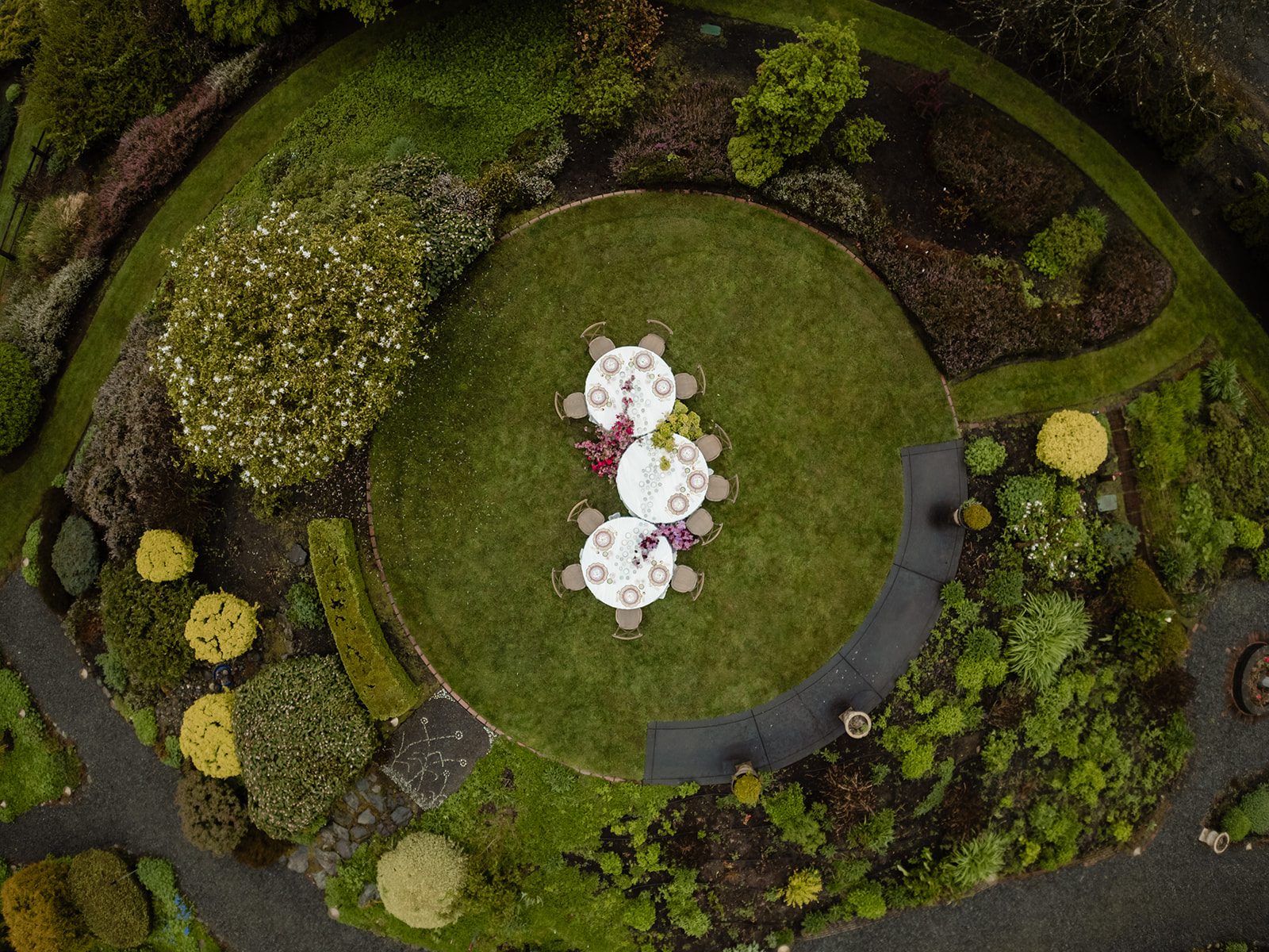 tablescape set up in a garden