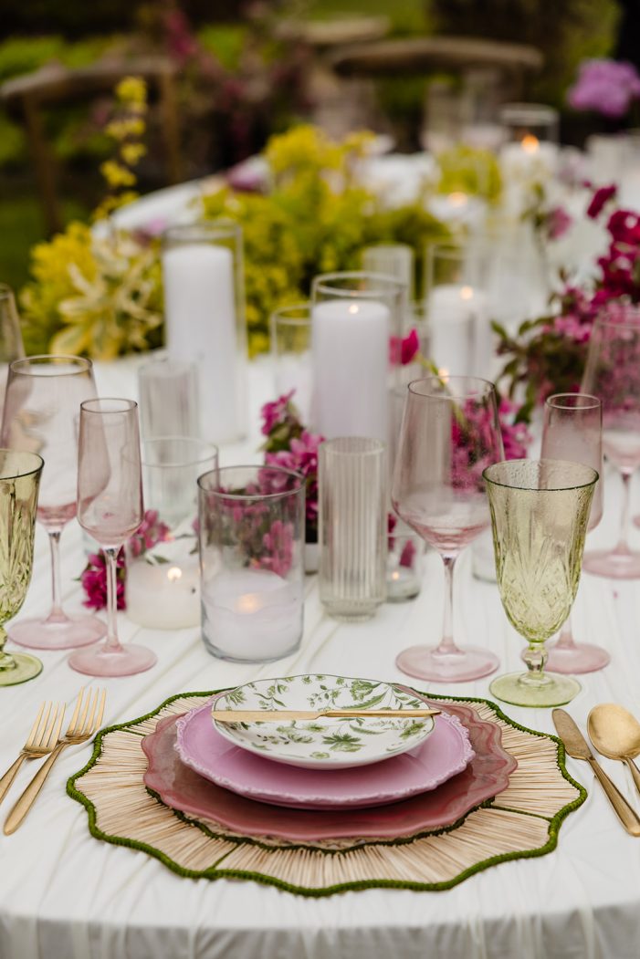 tablescape set up in a garden