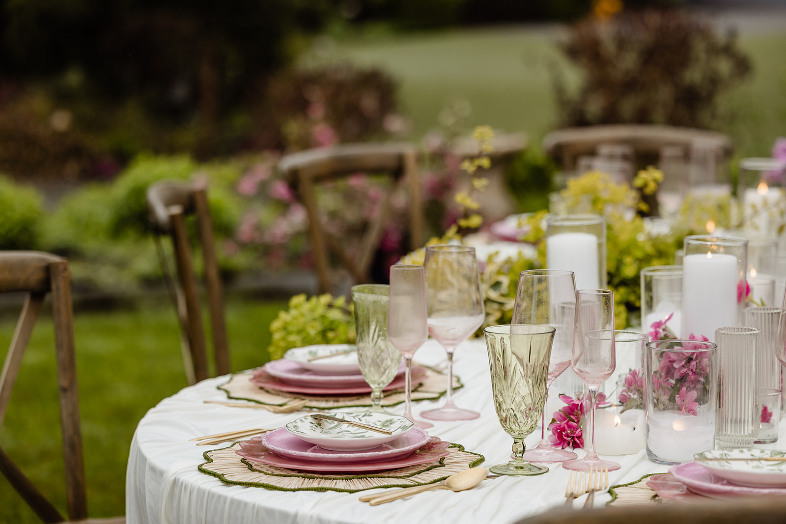 tablescape set up in a garden