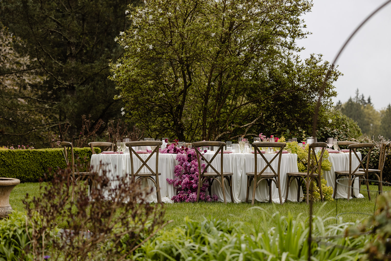 tablescape set up in a garden