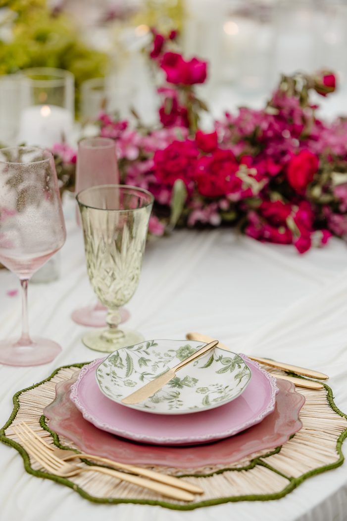 tablescape set up in a garden