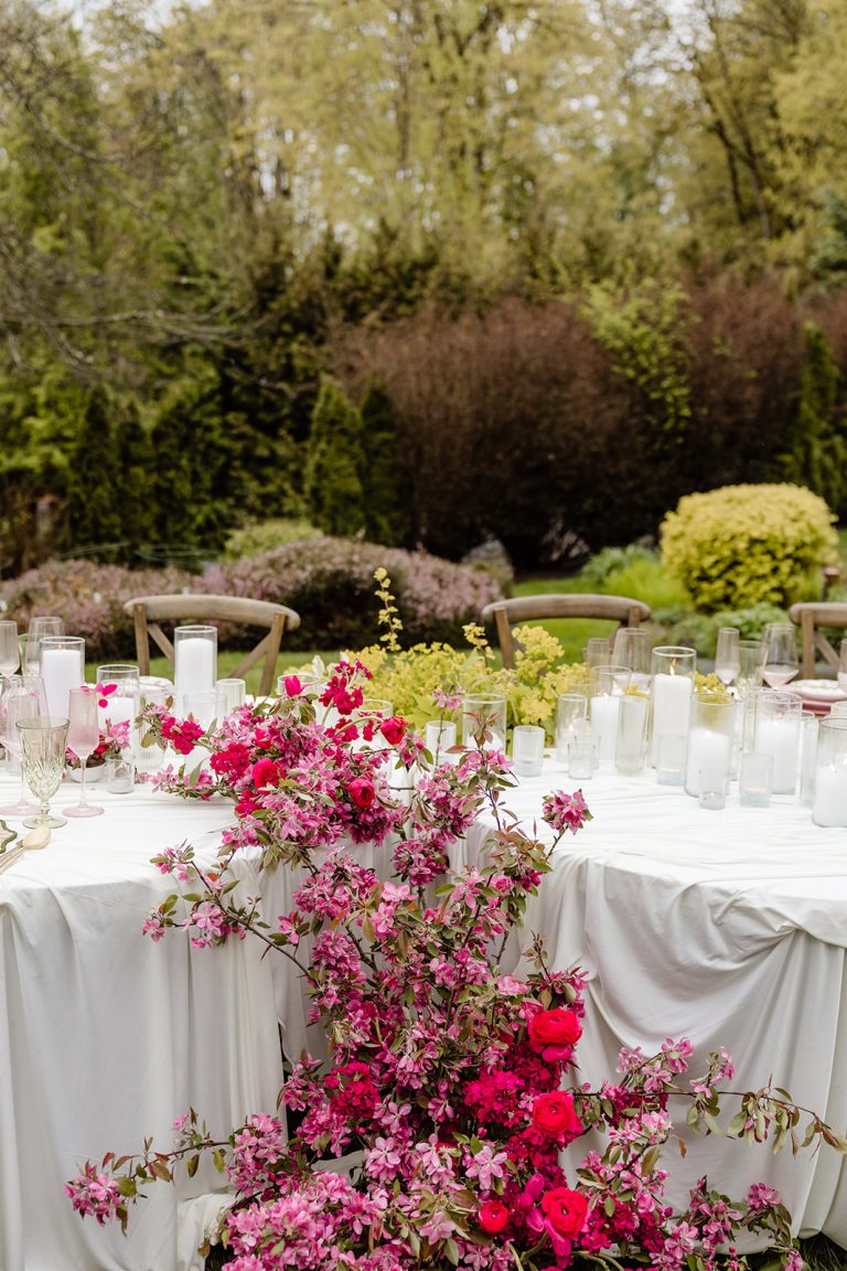 tablescape set up in a garden