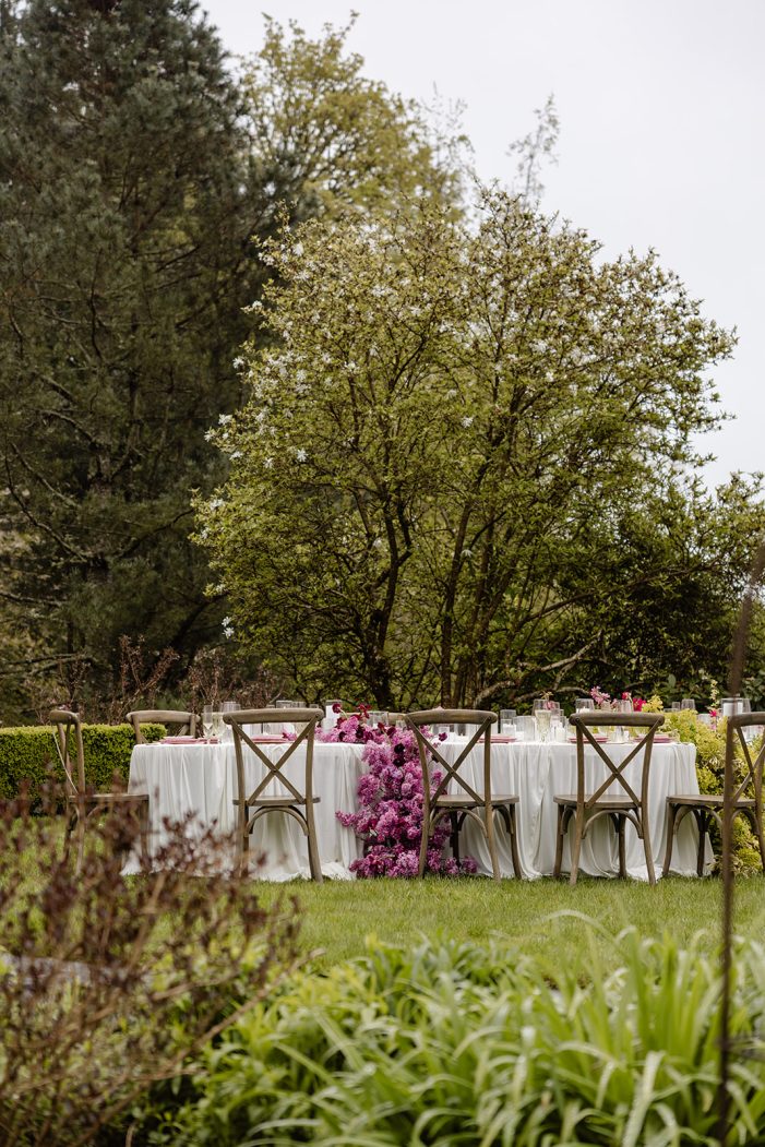 tablescape set up in a garden