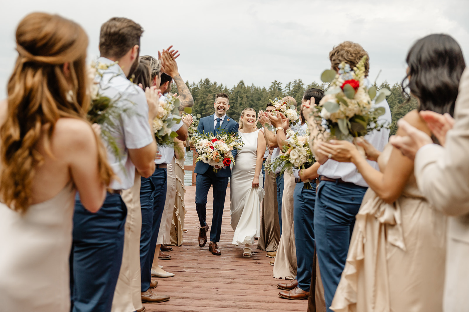 bridal party cheers