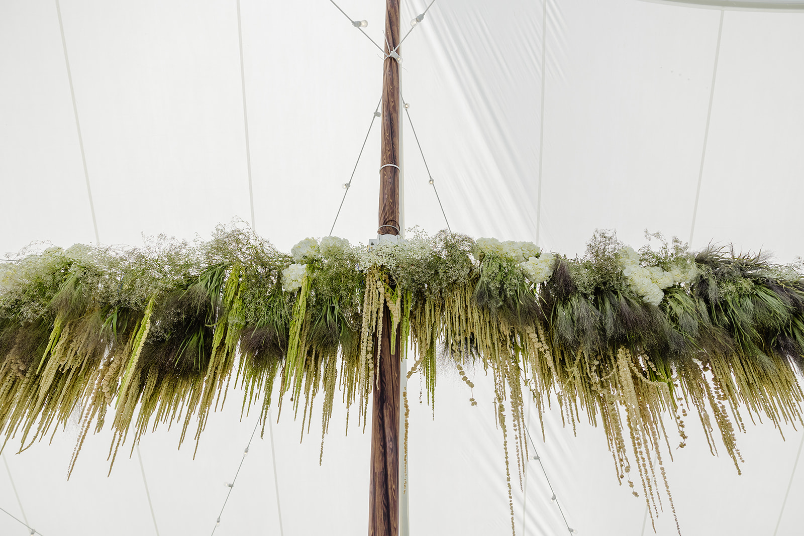 green and white florals at a wedding