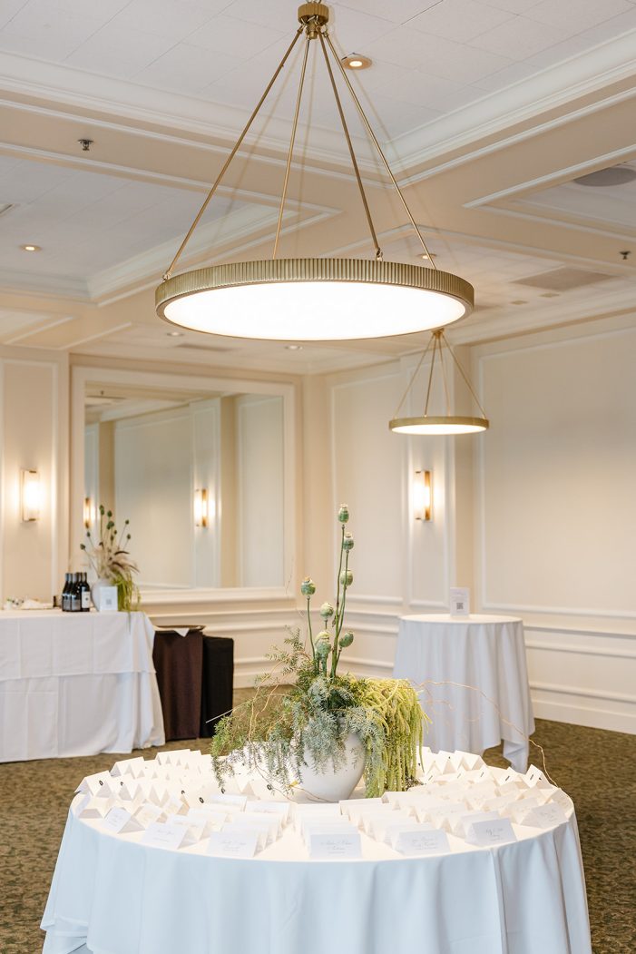 green and white florals at a wedding