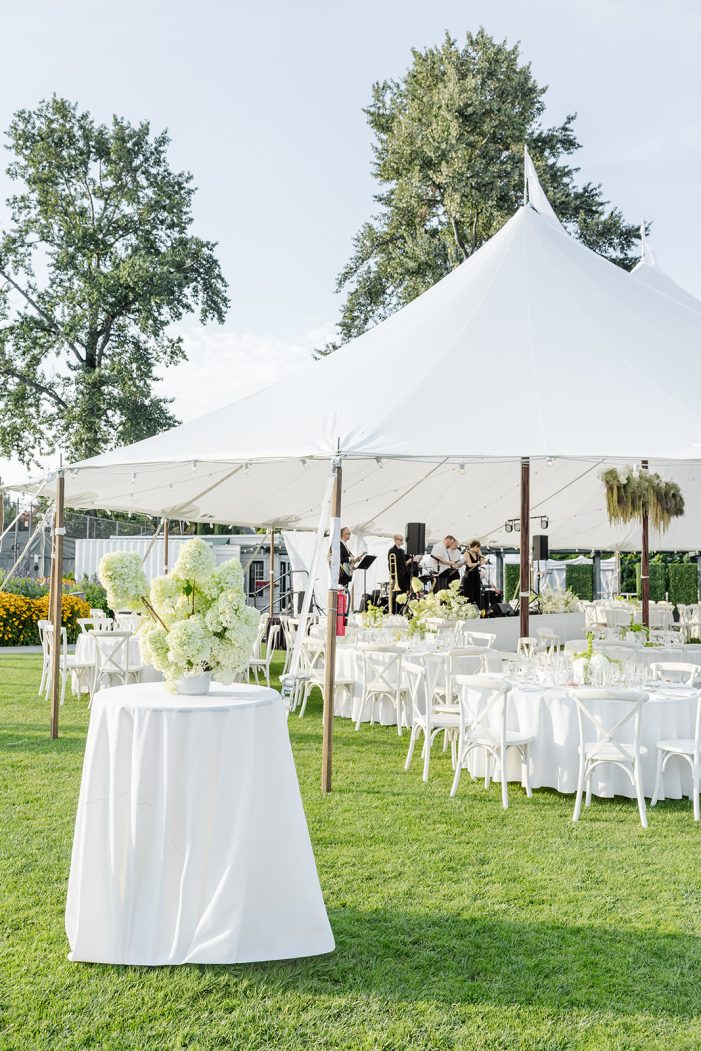green and white florals at a wedding