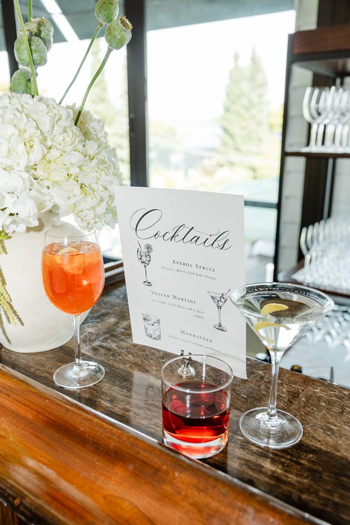 cocktail bar with drink examples