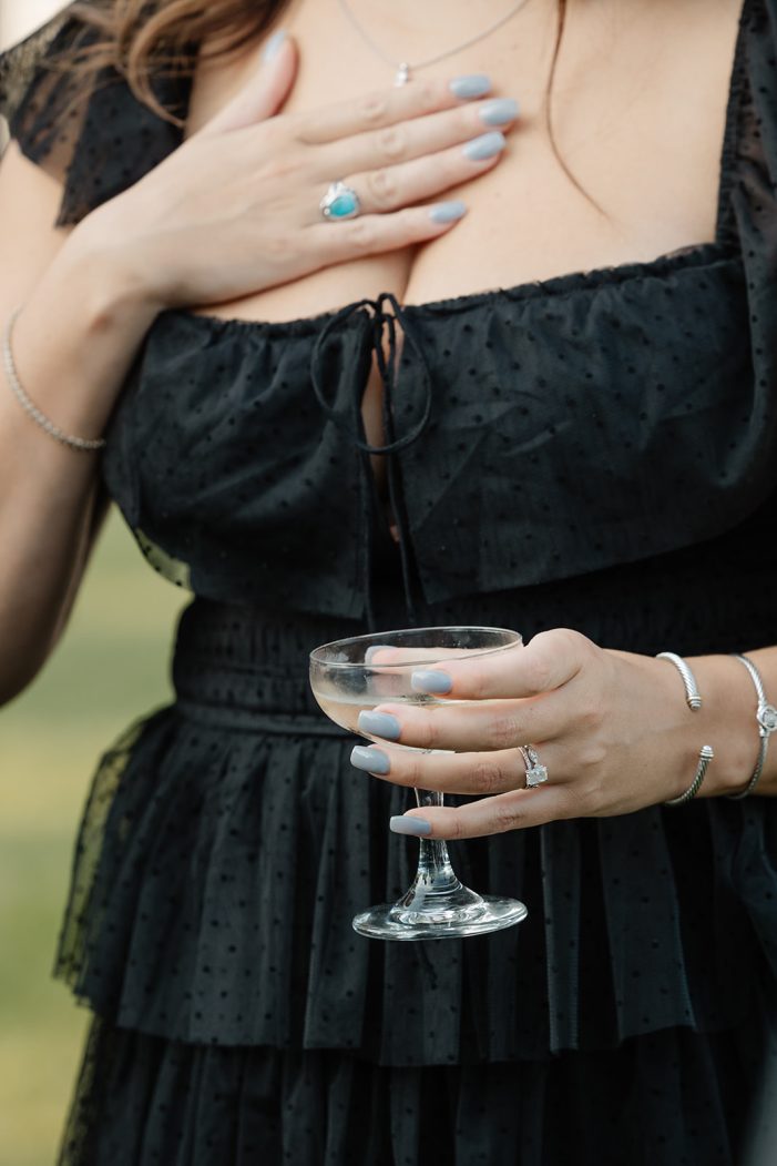 cocktail against a black dress