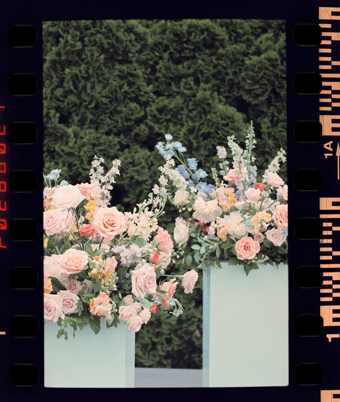 bright florals at wedding